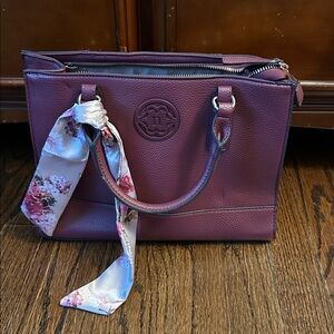 Nanette Lepore Purple Bag with Floral Scarf